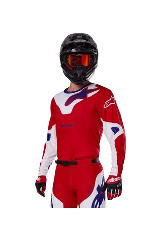 Alpinestars Racer Veil Kros Motosiklet Jerseyi Kırmızı Beyaz Mavi