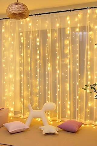 Lw-7 300 Ledli 10 Sarkıt Perde Led Işık, 8 Modlu Uzaktan Kumandalı, 3x3 Metre Peri Telli Led Çok Renkli