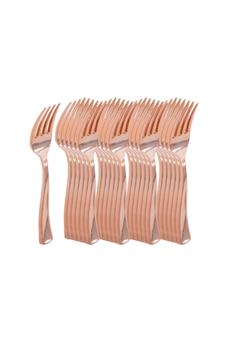 Dianziye Gül Altın Renkli 18.8cm Kalın Plastik Tek Kullandım Çatal Seti - 25 Adet, Ev/parti İçin Zeki Tasarım, Dayanıklı Malzeme Rose Altın