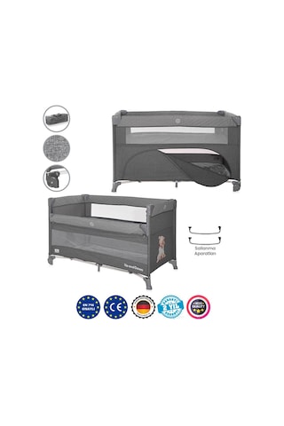 Lorelli Up And Down Anne Yanı Park Yatak - Cool Grey Bear