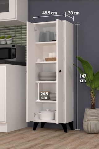 İlkay 2 Kapaklı 5 Raflı Mutfak Dolabı Beyaz