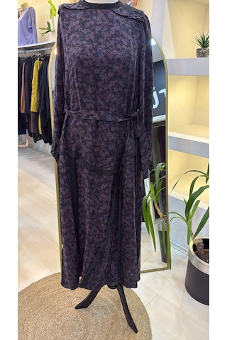 Misswhence Desenli Cupro Elbise 38829 Lila Lila