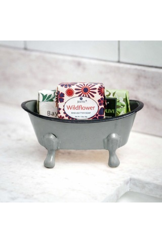 Dekoratif Metal Sabunluk Vintage Küvet Tasarım Banyo Sabunluk Banyo Lavabo Dekoru Açık Gri