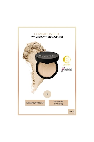 Note Cosmetique Luminous Silk Compact Powder Mat Bitişli Toz Pudra - 01 Beige