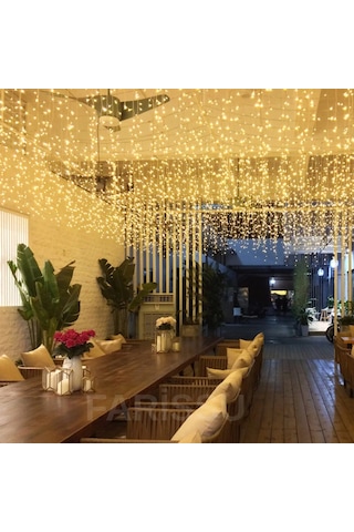 Fişli Peri Led Işık Gün Işığı Renk 10 Metre 100 Led Şeffaf Kablo 8 Modlu Dış Mekan Dekoratif Aydınlatma Gün Işığı