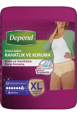 Depend Emici Külot Kadın Hasta Bezi XL 9'Lu