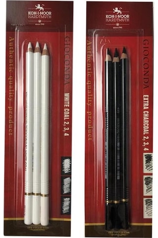 Kohi Noor Gioconda White Coal Ve Extra Charcoal Kömür Füzen Kalem 2li Set