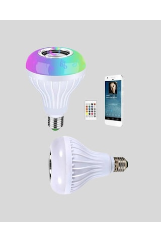 Bluetooth - 733 - Hoparlörlü Led Ampul 12w - Muratech - Enerji Tasarruflu