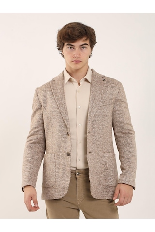 Dufy Camel Erkek Slim Fit Mono Yaka Ceket - 94720 Camel