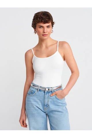 20901 İnce Askılı Poliamid Top-ekru-11363 Beyaz