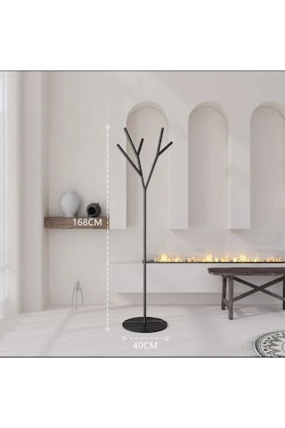 Metal Siyah Ayaklı Askılık Dekoratif Mont Ceket Elbise Askılığı Portmanto 168 Cm Siyah