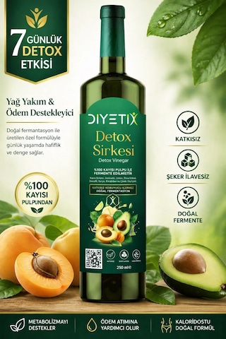 Diyetix Detox Sirke 250 Ml Doğal Fermente, Katkısız & Şekersiz Günlük Kullanım