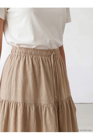 Lcw Modest Bej Beli Lastikli Katkat Etek