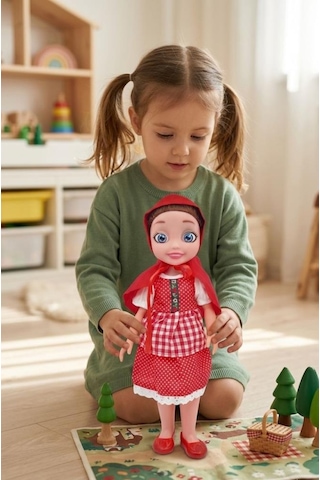 Kırmızı Başlıklı Kız Sesli Masal Anlatan Oyuncak Bebek - 42 Cm