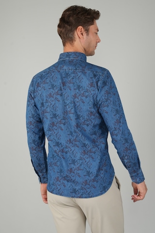 Bisse Erkek Uzun Kollu Spor Yaka Floral Desenli Denim Gömlek Gmjean252168 D39 Lacivert