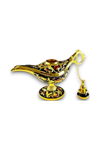 Aladdin Sihirli Lambası Renkli İşlemeli Dekoratif Biblo Alaattin Metal Çelik No:1 - 11x7 CM 728355712