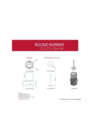 Starfire Yuvarlak Burner Camlı Bioethanol Şömine 12 Cm