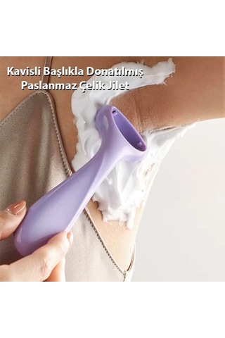 Tüm Vücut İçin Paslanmaz Çelik Manuel Tıraş Bıçağı, Kavisli Başlık Ve Ergonomik Sap - Mh-hs4126-8798