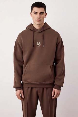 Benerly Erkek Kapüşonlu Standart Kol Kanguru Cep Sweatshirt Fonksiyonel D Koyu Kahverengi