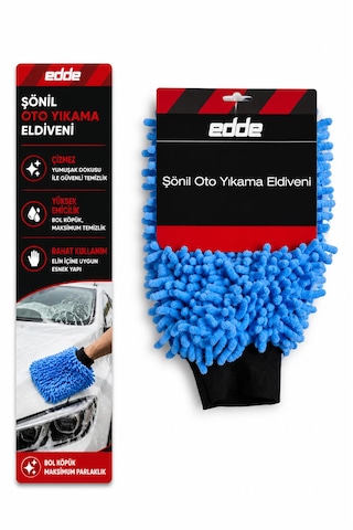 Edde Araba Araç Oto Mikrofiber Oto Yıkama Eldiveni Makarna Şönil Eldiven Oto Detailing
