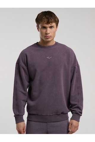 Everlast Bronx 1910 Yıkamalı Mor Erkek Sweatshirt Mor