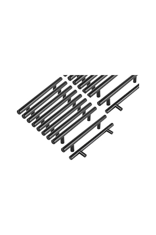 10 Adet Siyah Paslanmaz Çelik Metal Dolap Kulp 128 Mm