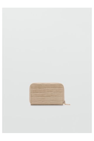 Mango Timsah Derisi Görünümlü Açık Bej Bozuk Para Cüzdanı