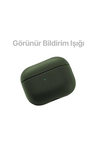 Airpods Pro 2. Nesil İle Uyumlu Leather Skin Serisi Parmak İzi Tutmayan Dış Yüzeye Sahip Ve Mükemmel Koruma Sağlayan Orta Sertlikte Silikon Kılıf Haki