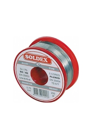 Soldex Sn60 Pb40 Lehim Teli 0.75mm 200gr Soldex Sn60 Pb40 Lehim Teli 0.75mm 200gr