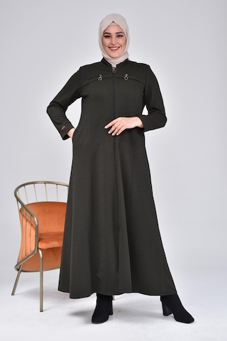 Kadın Büyük Beden Fermuarlı Kışlık Kaban Pardesü 001