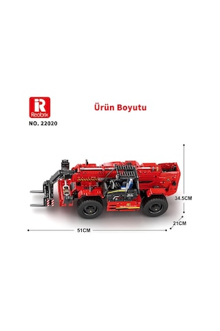 Reobrix Technic 22020 Teleskopik Kollu Forklift Telescopic Arm Forklift Kumandalı&motorlu Yaratıcı Yapı Blok Seti Building Blocks - 2096 Parça