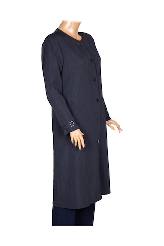 Hesna Kadın Luna Büyük Beden Krinkıl Çıtçıtlı Lacivert Kap Ceket Lacivert