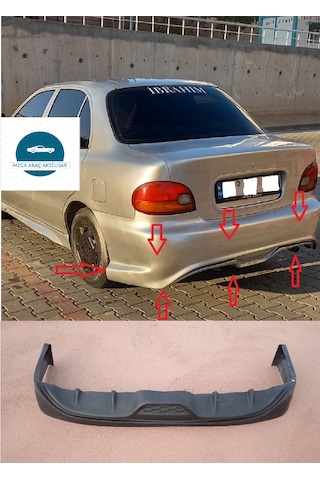 Hyundai Accent Yumurta Kasa Arka Tampon Eki 1995&2000 Boyasız Ham Siyah Fiberclass