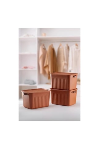 Modern Kapaklı Saklama Kutusu Seti - 15 Litre, Taşınabilir Kulplu