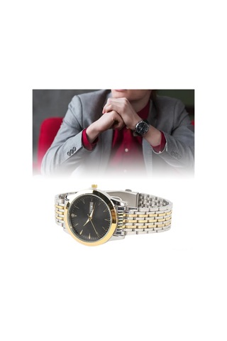 Xindoker Erkekler İçin Akıllı Kuvars Kol Saati, İki Takvimli, Su Geçirmez, Parlak İşlevli, Gümüş Renkli Çelik Kordon, İş Ve Günlük Kullanım Altın