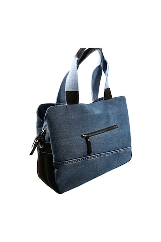 Biem Accessory Biem Koyu Mavi-kahve Denim Salaş-retro Taş Trok Döşemeli Çok Gözlü Çanta Çok Renkli