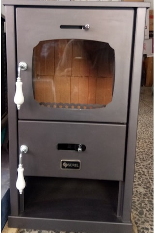 Sürel 5123 Relax Şömine Camlı 5 Mm Çelik Tuğlalı Soba Kömür Odun