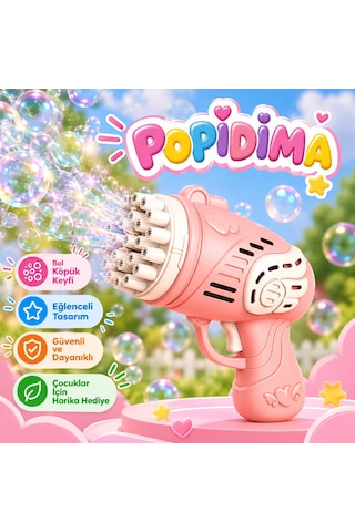 Çok Delikli Pilli Köpük Atan Tabanca Oyuncağı 23 Delikli Bubble Gun
