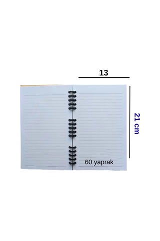 A5 Boy 60 Yaprak Çizgili Sert Kapak Postijli Not Defteri 13x21 Cm Saman