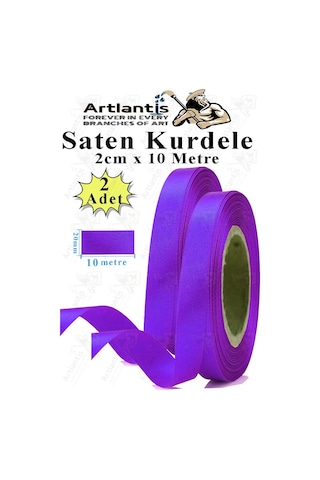 Mor Kurdele Saten 2 Cm 10 Metre 2 Adet Saten Kurdela Parlak Hediye Ve Süsleme Şeridi Süs Paketleme Çiçek Saç El