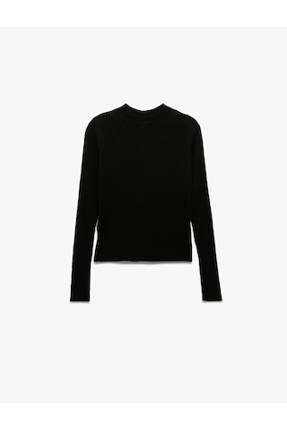 Koton Regular Fit Uzun Kollu Hafif Dik Yaka Triko Kazak Siyah 6wak90031ht Siyah