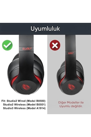 Beats Studio 2 İçin Ve Studio 3 İçin B0500 , B0501 Kablolu/kablosuz Kulak Üstü Kulaklık Pedi Suni Deri Hafızalı Yüksek Kaliteli Materyal Kulaklık Süngeri