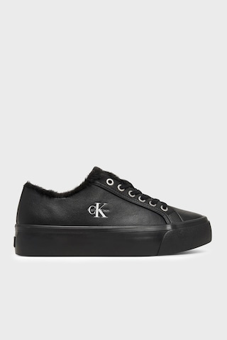 Calvin Klein Logolu İçi Kürklü Deri Sneaker Ayakkabı Hw0hw032350gj Kadın Ayakkabı Hw0hw03235 0gj Siyah