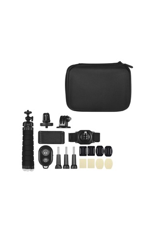 Neevoyu 18'li Spor Kamera Aksesuar Seti: Gopro Hero6/5, Xiaomi Yi Uyumlu - 360 Dönen Mini Top Kafa, Telefon Klipli, Bluetooth Kumanda Ve Sünger Tripod