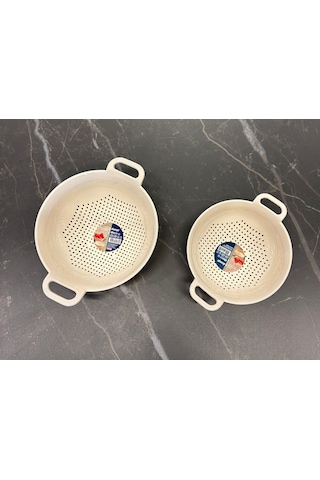 1,2 L Ve 0,7 L Mini Süzgeç Seti Krem Renk 2 Parça Set