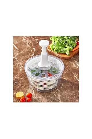 Manuel Üstten Basmalı Sebze Salata Kurutucu Pratik Kurutma Süzgeçli Sebze Kurutmatik 5 Litre Diğer