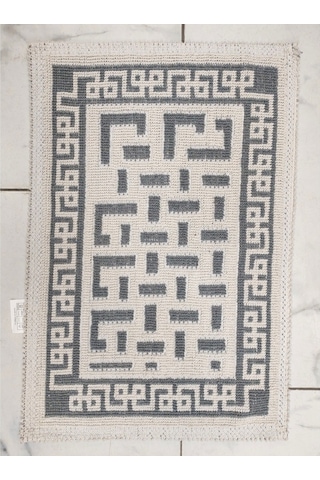 2 Adet Pamuklu Bukle Lüks Kilim 40x60 -luma Kreme Gri Gri