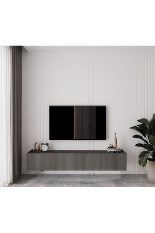 Capella Gri Mdf Country 4 Kapak Duvara Monte 160 Cm Tv Ünitesi
