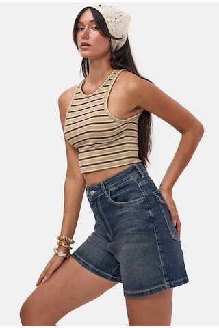 Itsbasic Kadın Tint 2s6-8 Relax Fit Midi Boy Esnek Kumaş Denim Şort