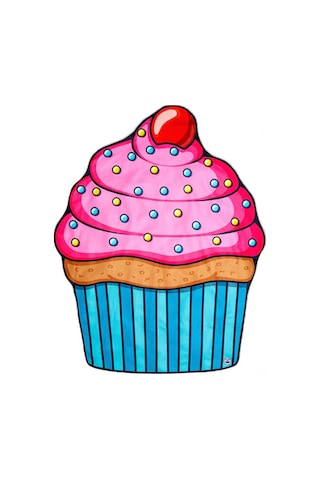 Lemestar Büyük Boy Cupcake Desenli Plaj Battaniyesi - Çok Renkli, Kumdan Koruma, Makinaya Yıkama Uygun, Plaj Havuzu Gönüllü DiğER